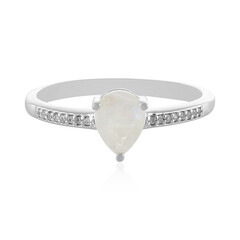 Bague en argent et Pierre de Lune arc-en-ciel