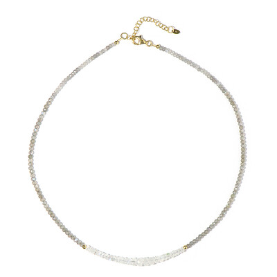 Collier en argent et Pierre de Lune arc-en-ciel