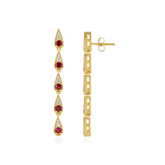 Boucles d'oreilles en argent et Spinelle rouge noble