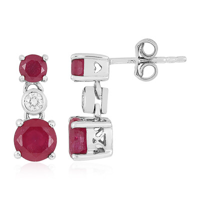 Boucles d'oreilles en argent et Rubis de Madagascar