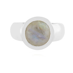 Bague en argent et Pierre de Lune arc-en-ciel