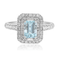 Bague en or et Aigue-Marine du Brésil AAA (AMAYANI)