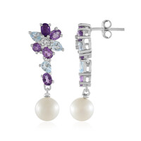 Boucles d'oreilles en argent et Perle blanche de culture d'eau douce