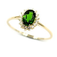 Bague en or et Diopside de Russie