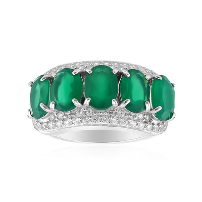 Bague en argent et Agate verte