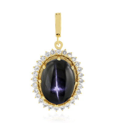 Pendentif en argent et Diopside étoilé d'Inde