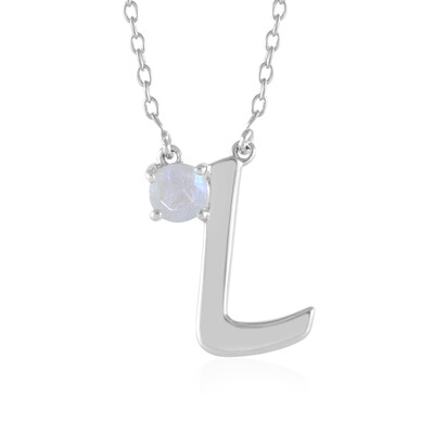 Collier en argent et Pierre de Lune arc-en-ciel
