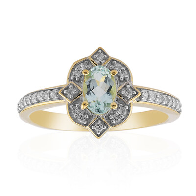Bague en or et Béryl vert menthe du Nigeria