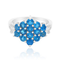 Bague en argent et Apatite bleu néon