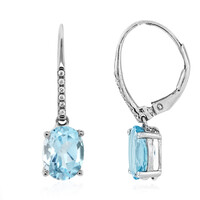 Boucles d'oreilles en argent et Topaze bleu ciel