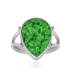 Bague en argent et Uvarovite (Bali Barong)