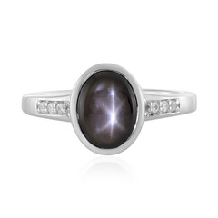 Bague en argent et Saphir étoilé noir
