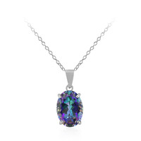 Collier en argent et Quartz mystique bleu