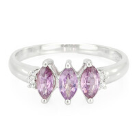 Bague en argent et Saphir pourpre de Ceylan non chauffé