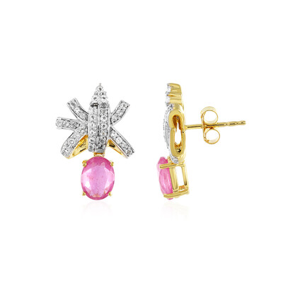 Boucles d'oreilles en argent et Saphir rose de Madagascar