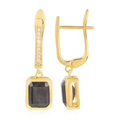 Boucles d'oreilles en argent et Saphir couleur anthracite