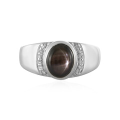 Bague en argent et Saphir étoilé noir
