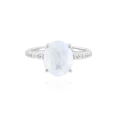 Bague en argent et Pierre de Lune arc-en-ciel