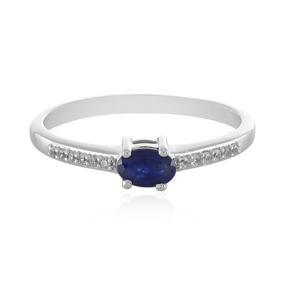 Bague en argent et Saphir bleu de Madagascar