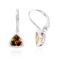 Boucles d'oreilles en argent et Scapolite cognac