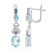 Boucles d'oreilles en argent et Topaze bleu ciel