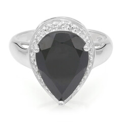 Bague en argent et Spinelle noir