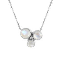 Collier en argent et Pierre de Lune arc-en-ciel (KM by Juwelo)