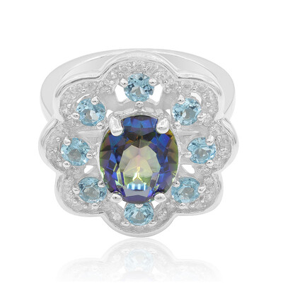 Bague en argent et Quartz mystique bleu