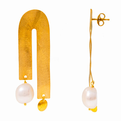 Boucles d'oreilles en argent et Perle de culture d'eau douce (Joias do Paraíso)