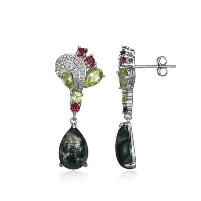 Boucles d'oreilles en argent et Agate mousse