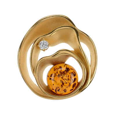 Pendentif en argent et Ambre baltique couleur cognac (dagen)