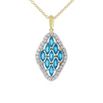 Collier en argent et Apatite bleu néon