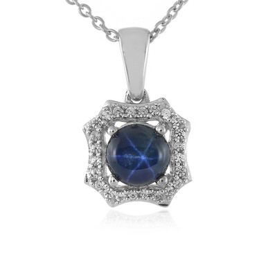 Collier en argent et Saphir étoilé bleu