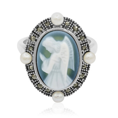 Bague en argent et Agate verte