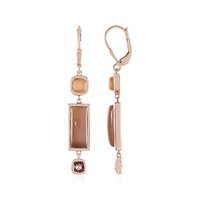 Boucles d'oreilles en argent et Pierre de lune chocolat (KM by Juwelo)