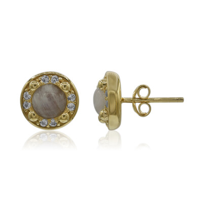 Boucles d'oreilles en argent et Pierre de Lune arc-en-ciel