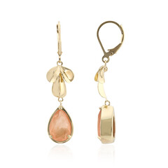 Boucles d'oreilles en argent et Quartz pêche pastel