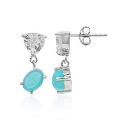 Boucles d'oreilles en argent et Opale bleue d'Éthiopie