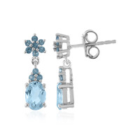 Boucles d'oreilles en argent et Topaze bleu ciel