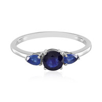 Bague en argent et Saphir bleu de Madagascar