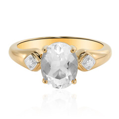Bague en or et Opale hyalite du Mexique