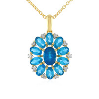 Collier en argent et Apatite bleu néon