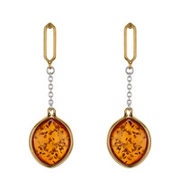 Boucles d'oreilles en argent et Ambre baltique couleur cognac