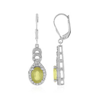 Boucles d'oreilles en argent et Saphir jaune de Madagascar