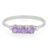 Bague en argent et Saphir pourpre de Ceylan non chauffé