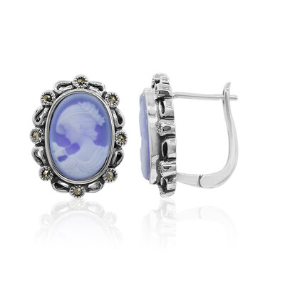 Boucles d'oreilles en argent et Agate zonée bleue
