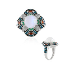 Bague en argent et Pierre de Lune arc-en-ciel (Adela Silber)