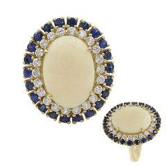 Bague en or et Opale blanche