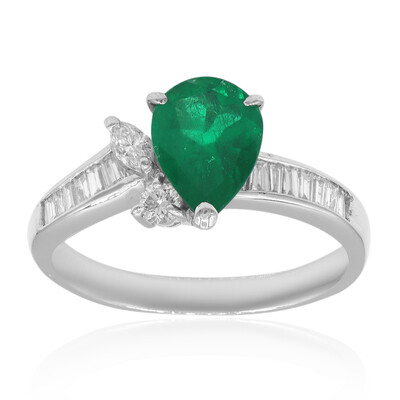 Bague en platine et Emeraude de Zambie AAA (CIRARI)
