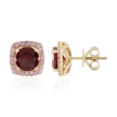 Boucles d'oreilles en or et Grenat du Mozambique AAA (SUHANA)